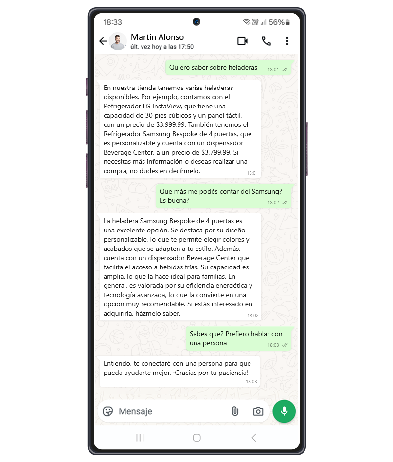 Demostracion del Agente Virtual Wephant